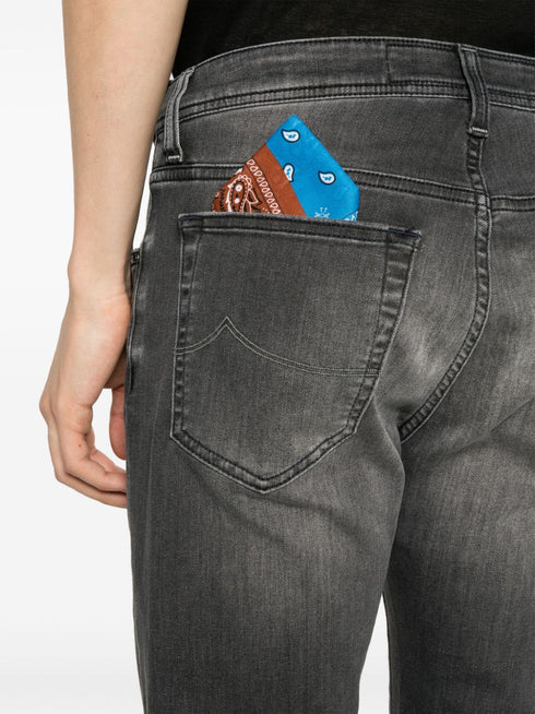 scarf-detail tapered jeans